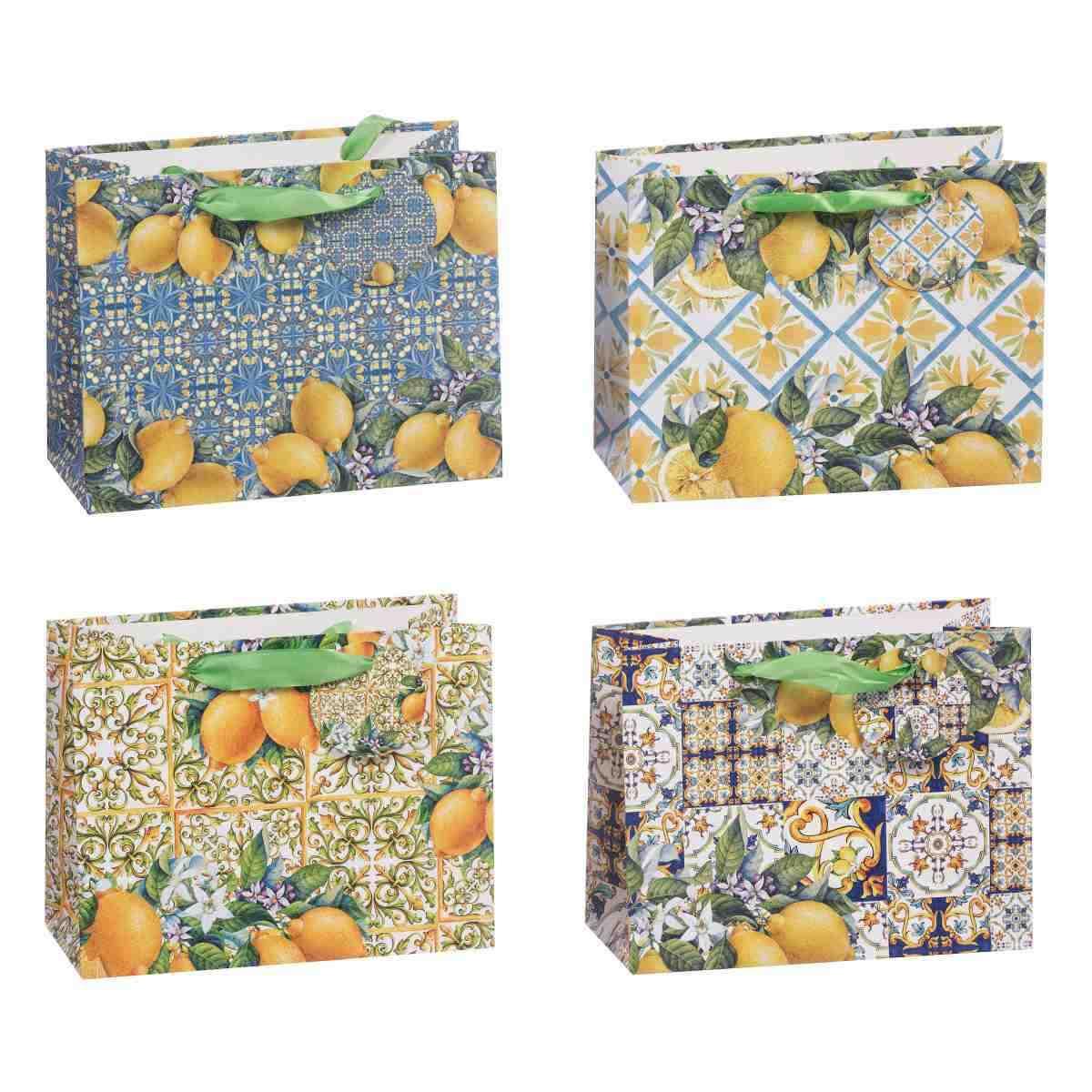 Shopper in carta decoro maiolica siciliana cm 23x10x h.18 cm