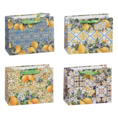 Shopper in carta decoro maiolica siciliana cm 23x10x h.18 cm