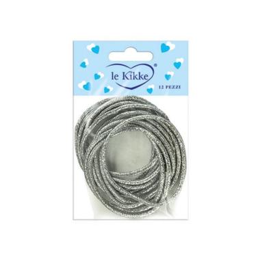 Elastici glitterati su card 12 bustine da 12pz colori argento/grigio/nero