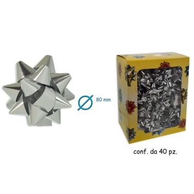 Coccarde adesive metallizzate argento mm. 19