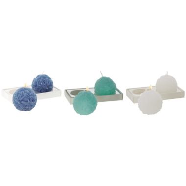 Set 2 candele sfera decorate 6 cm