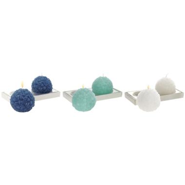 Set 2 candele sfera decorate 7,5 cm