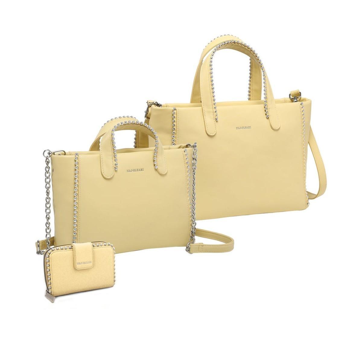 Set 3 pezzi donna borsa shopping, borsetta e portafoglio Naj-Oleari