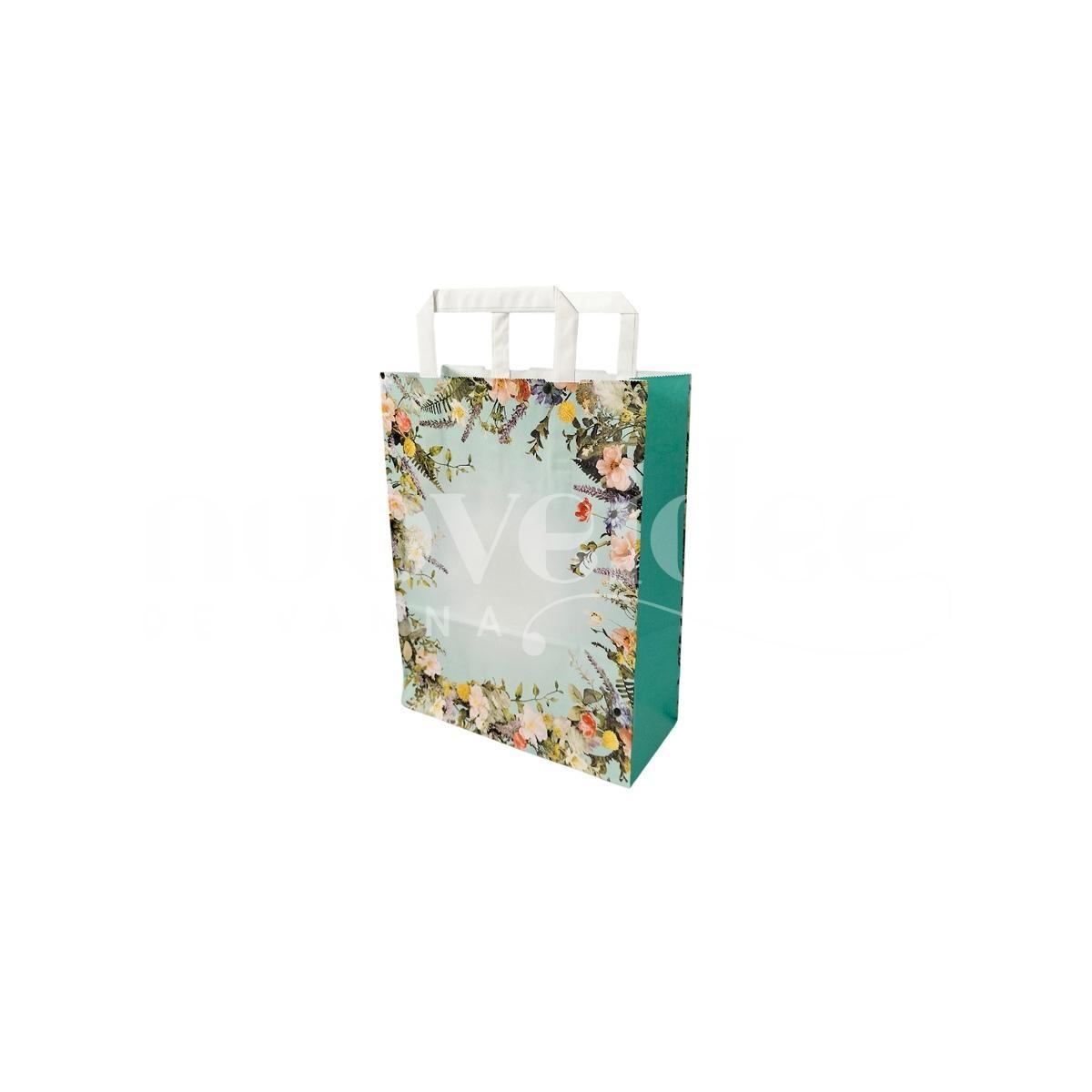 Shopper in carta h.24 x l.18 x p.8 cm fantasia flores
