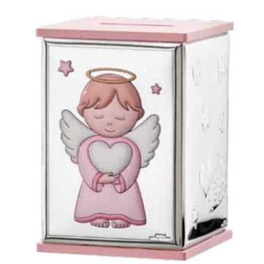 Salvadanaio rosa angelo multicolor 8x8xh11,50 cm