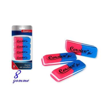 Gomme bicolore blister 8pz