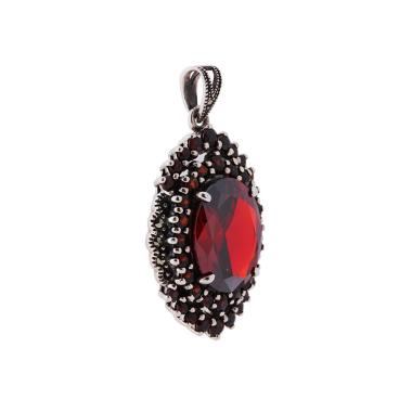 Ciondolo Etnico Ovale con Pietre Naturali in ARGENTO 925