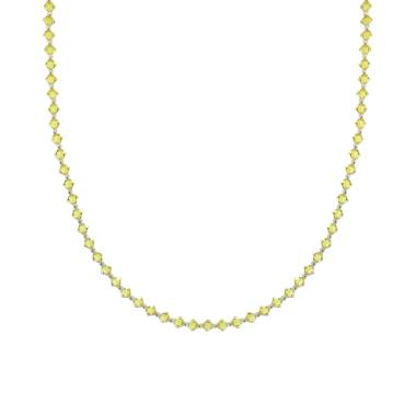 Collana con Crystal Prisma colore Giallo Topazio e Palline in ARGENTO 925