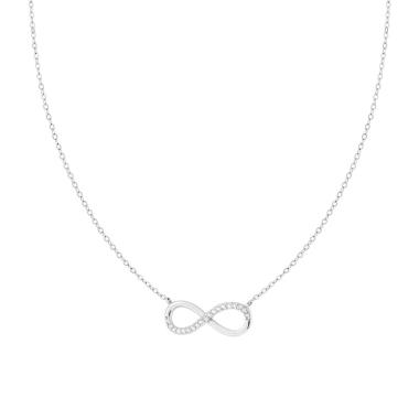 Collana con Infinito e Zirconi Bianchi in ARGENTO 925 Galvanica Rodio