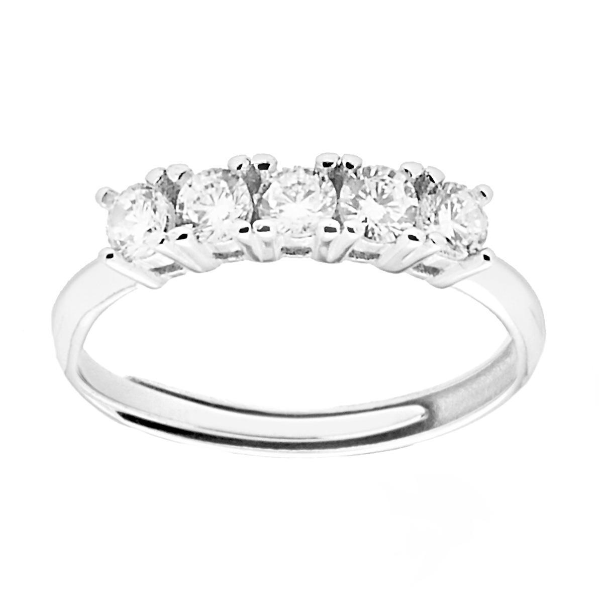 Anello Veretta con Cubic Zirconia Bianchi mm 3.5 in ARGENTO 925 Galvanica Rodio