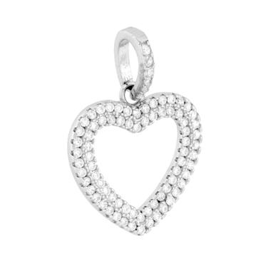 Ciondolo Cuore con Zirconi Bianchi in ARGENTO 925 Galvanica Rodio