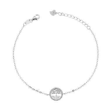 Bracciale con Albero della Vita con Zirconi Bianchi in ARGENTO 925 Galvanica Rodio