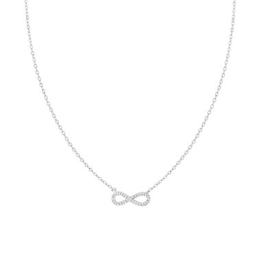 Collana Infinito con Zirconi Bianchi in ARGENTO 925 Galvanica Rodio