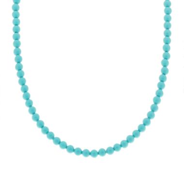 Collana Turchese mm 4 in vetro perlato con filo e chiusura in ARGENTO 925 Galvanica Rodio