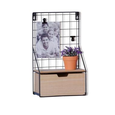 Mensola in ferro con 1 ripiano e 1 cassetto 20x11xh.34 cm