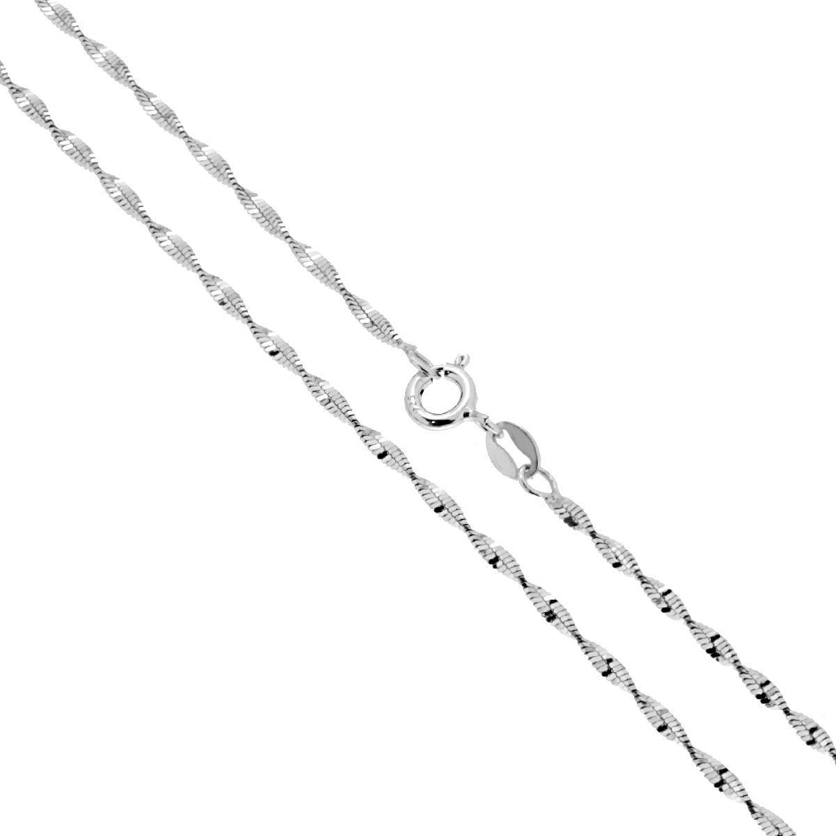 Catena Super Singapore 025 sezione mm 1.9 lunghezza cm 45 in ARGENTO 925 Galvanica Rodio