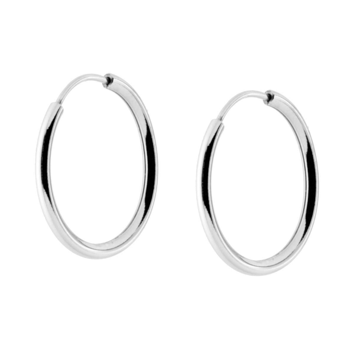 Orecchini a Cerchio mm 20 con canna tubolare mm 1.7 in ARGENTO 925 Galvanica Rodio