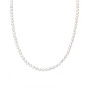 Collana Filo Perla Bianca mm 4 in vetro perlato con filo e chiusura in ARGENTO 925 Galvanica Rodio
