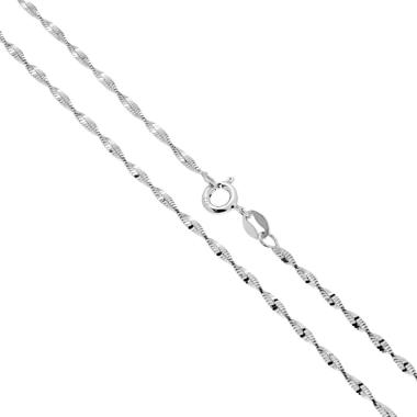 Catena Super Singapore 025 sezione mm 1.9 lunghezza cm 40 in ARGENTO 925 Galvanica Rodio