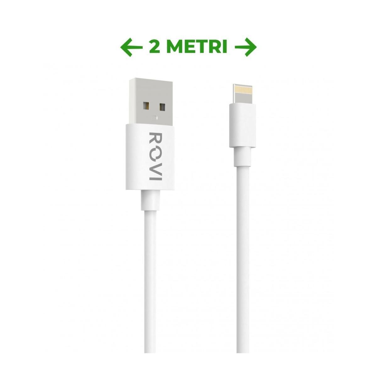 Elegant cavo ricarica SA20L bianco in PVC da USB a Lightning 2m 2A Rovi