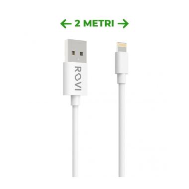 Elegant cavo ricarica SA20L bianco in PVC da USB a Lightning 2m 2A Rovi