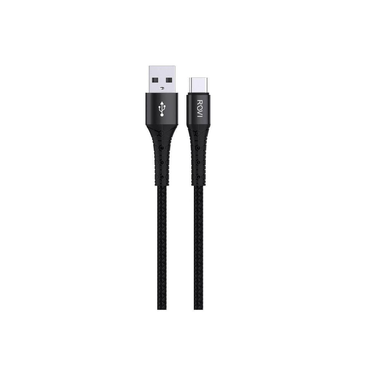 Fabric cavo ricarica SA21C nero in tessuto da USB a Type-c 1,5m Rovi