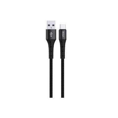 Fabric cavo ricarica SA21C nero in tessuto da USB a Type-c 1,5m Rovi
