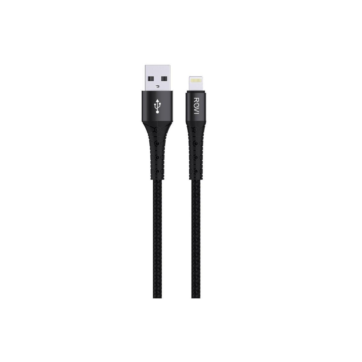 Fabric cavo ricarica SA21I nero in tessuto da USB a Lightning 1,5m 2.4A Rovi