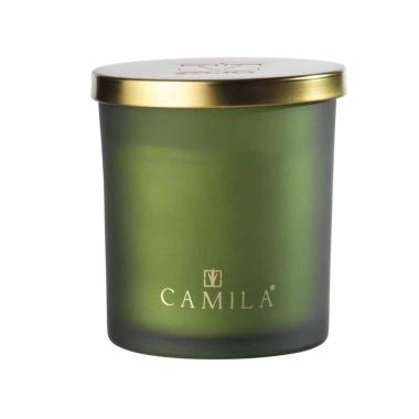 Candela profumata Capri Gold 140 gr. satinato verde militare agrumi e coriandolo 7,5x h.8 cm Camila