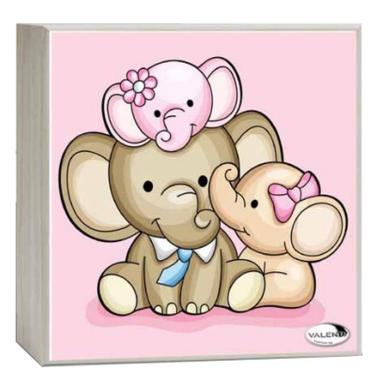 Lampada da comodino bimba 14x14 cm tre elefantini rosa Valenti