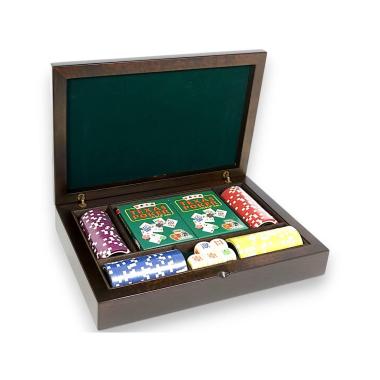 Scatola da gioco legno extra lusso 100 fiches<br>