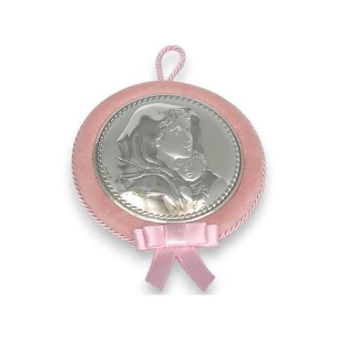 Medaglione culla rosa Madonna con bambino Valenti