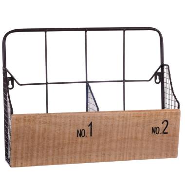 Mensola in legno e metallo 2 scomparti 39x16xh.3 cm