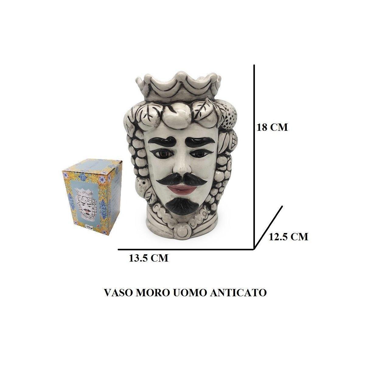 Vaso 18cm moro uomo anticato
