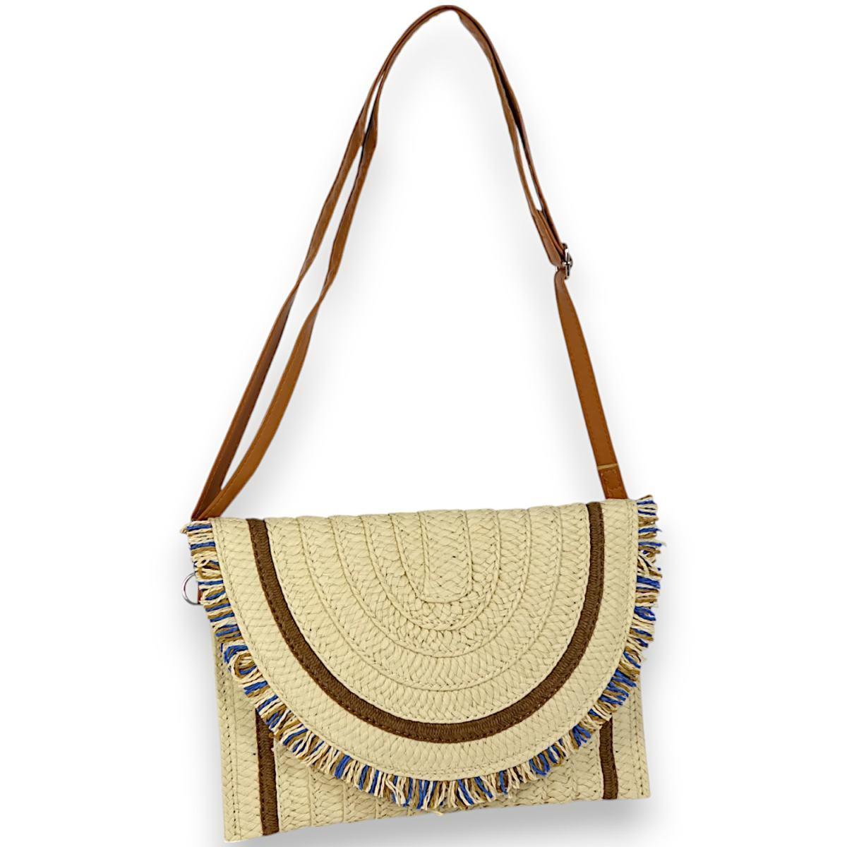 Borsa tracolla donna mare con patta sfrangiata Verve