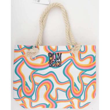 Borsa mare donna con manici in corda e cerniera fantasia astratta Verve