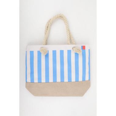 Borsa mare donna con manici in corda e cerniera motivo a righe Verve