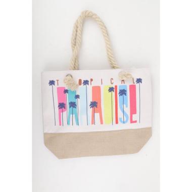 Borsa mare donna con manici in corda e cerniera fantasia plame ''Paradise'' Verve