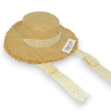 Cappello donna a falda sfrangiata e nastrino sottomento Verve