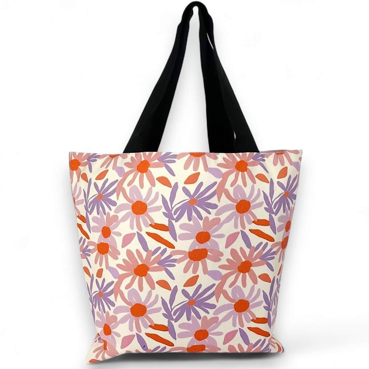 Borsa mare donna double face reversibile stampa fiori Verve