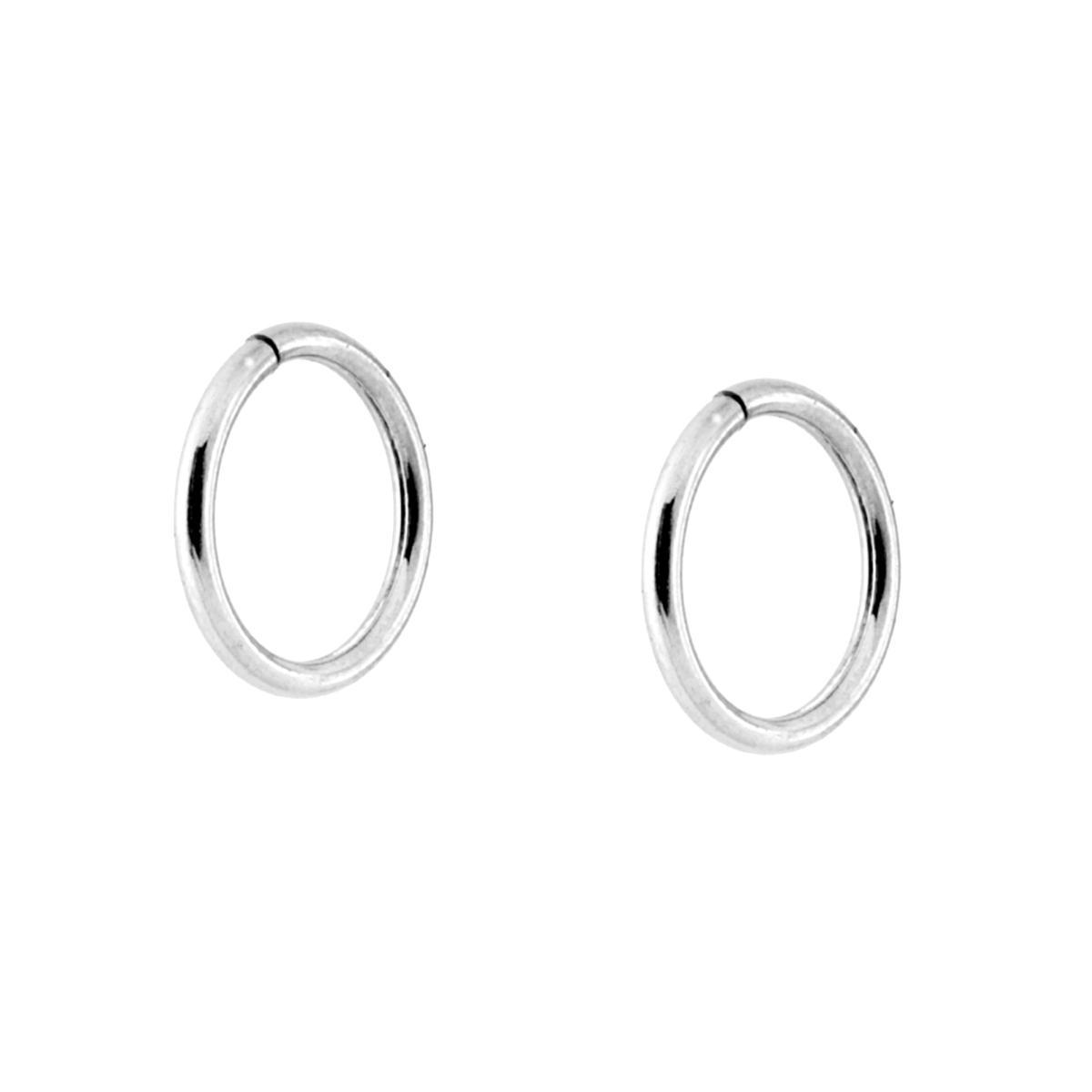 Orecchini Cerchio mm 10 con canna tubolare mm 1.2 in ARGENTO 925 Galvanica Rodio<BR><BR>