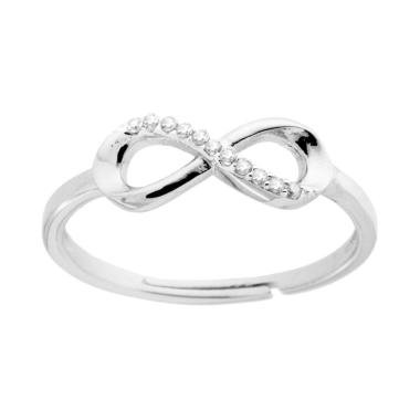 Anello Infinito con Cubic Zirconia Bianchi in ARGENTO 925 Galvanica Rodio