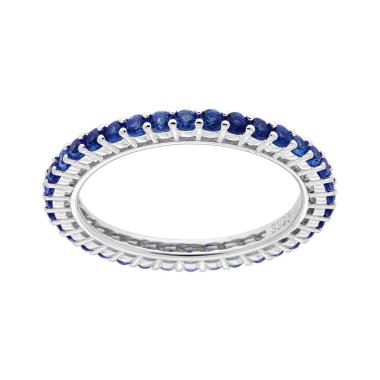 Anello Eternity Veretta a giro con Cubic Zirconia Blu Zaffiro mm 2 in ARGENTO 925 Galvanica Rodio