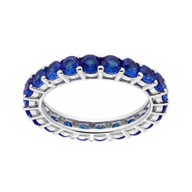 Anello Eternity Veretta a giro con Cubic Zirconia Blu Zaffiro mm 3 in ARGENTO 925 Galvanica Rodio