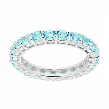 Anello Eternity Veretta a giro con Cubic Zirconia Acquamarina mm 3 in ARGENTO 925 Galvanica Rodio