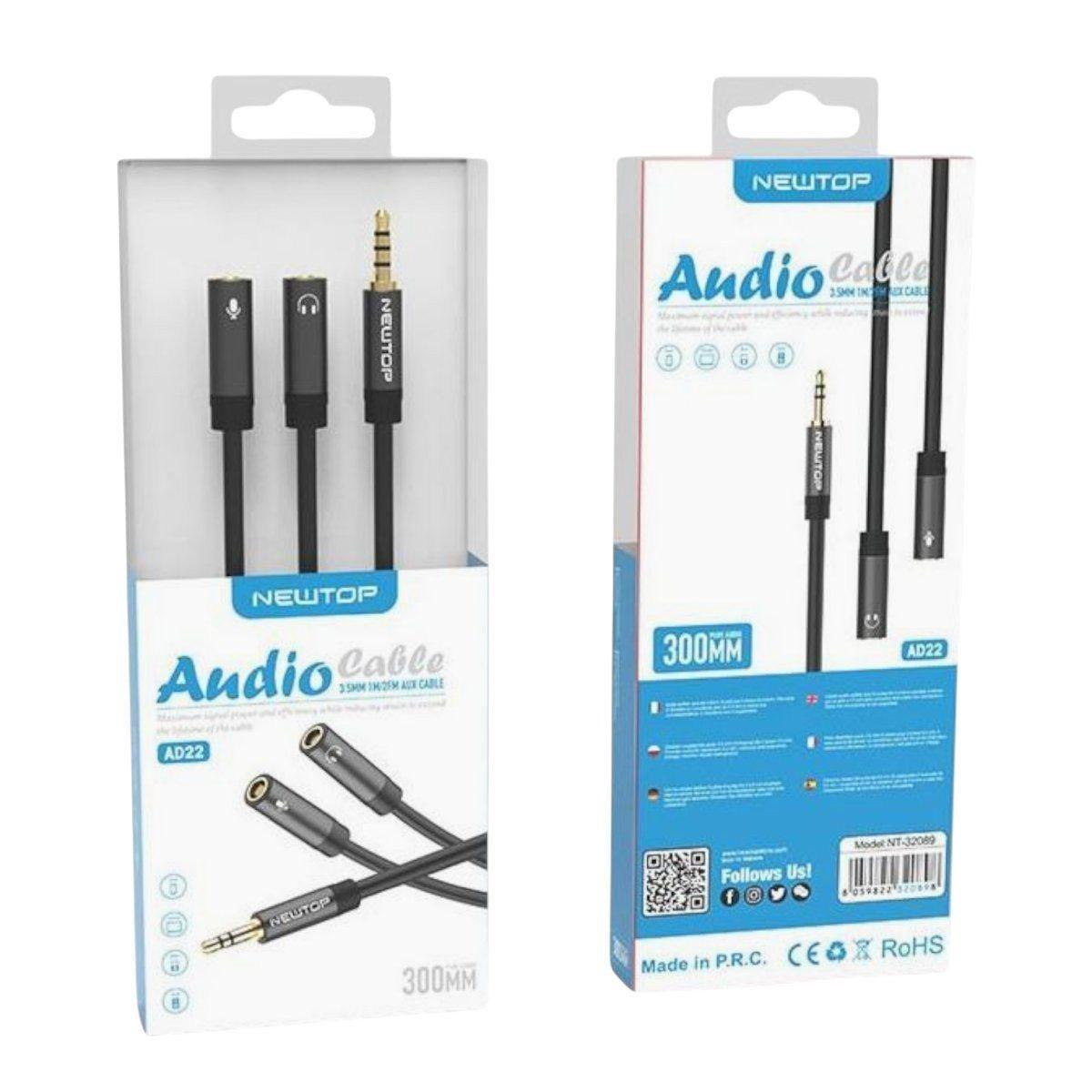 Newtop Ad22 adattatore da jack audio 3.5 mm m 4 pin a 3.5 f microfono + 3.5 f audio