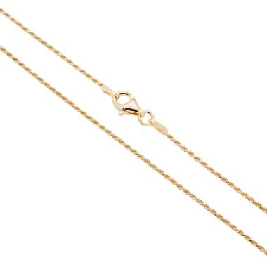 Catena Corda Diamantata 025 sezione mm 1.2 lunghezza cm 45 in ARGENTO 925 Galvanica Oro