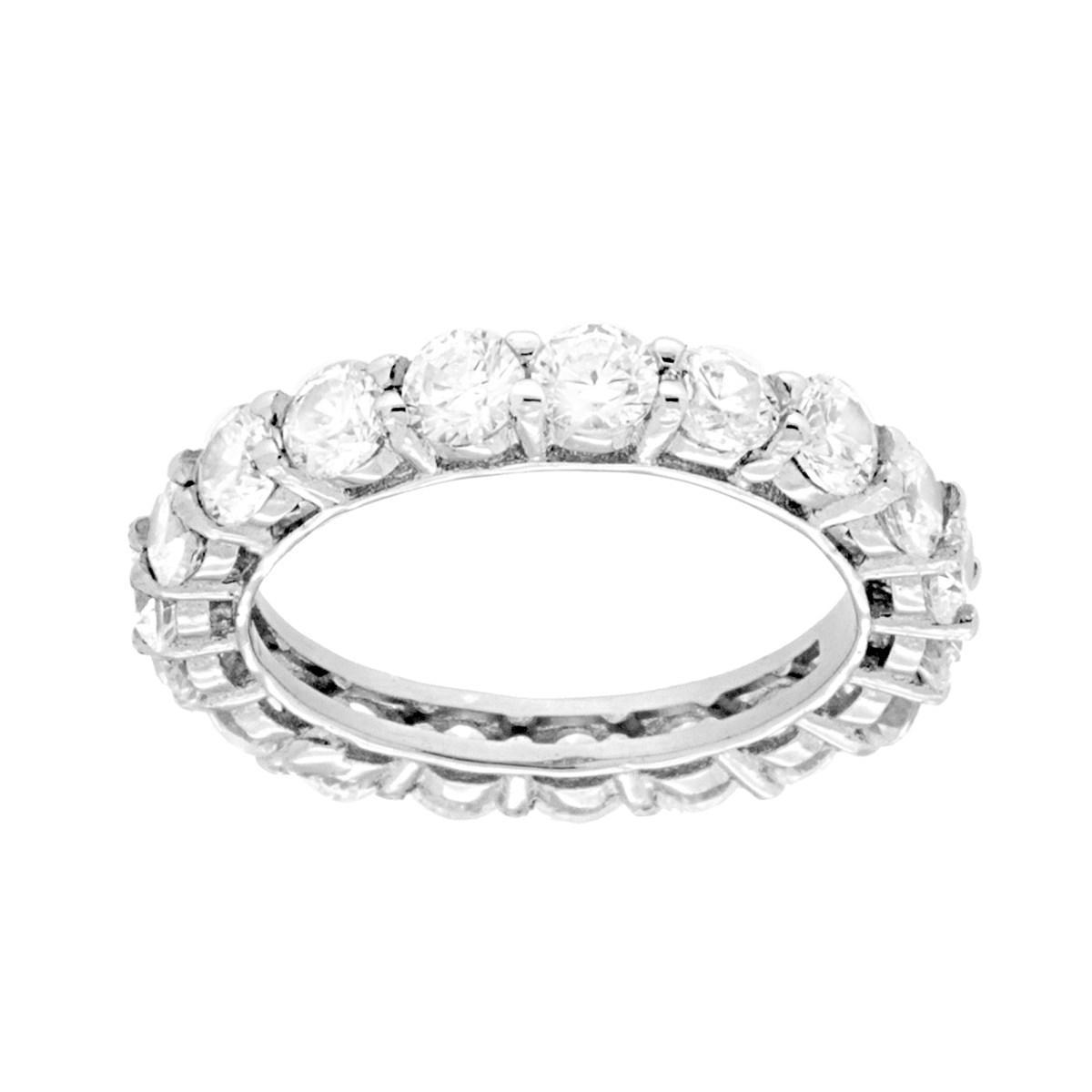 Anello Eternity Veretta a giro con Cubic Zirconia Bianchi in ARGENTO 925 Galvanica Rodio