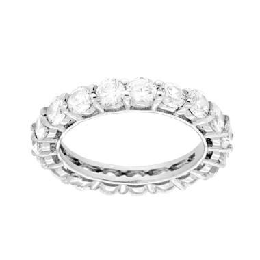 Anello Eternity Veretta a giro con Cubic Zirconia Bianchi in ARGENTO 925 Galvanica Rodio