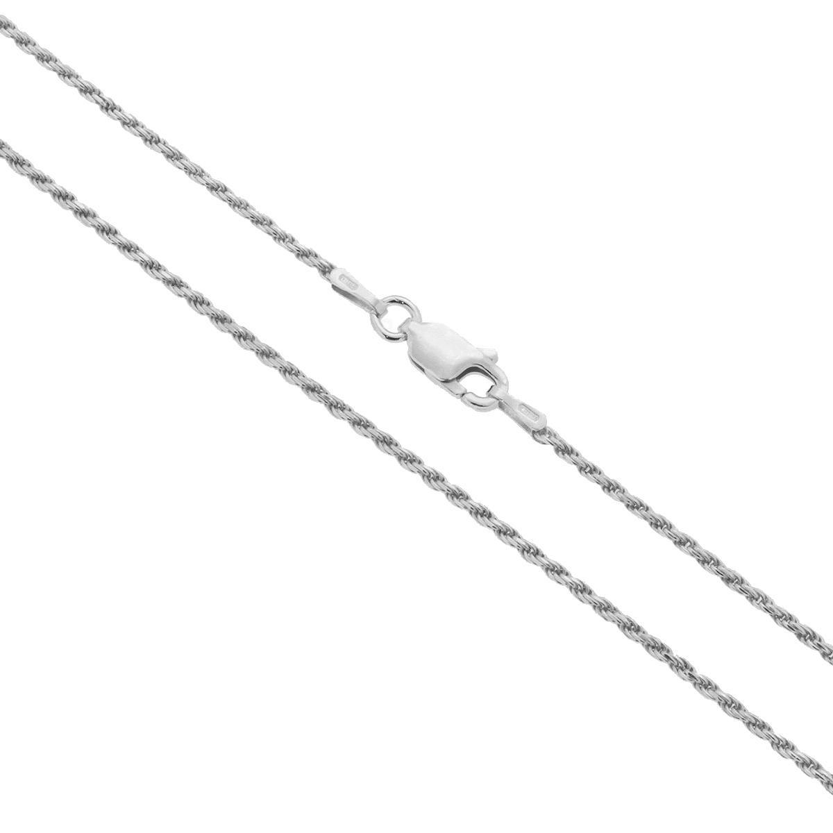 Catena Corda Diamantata 040 sezione mm 1.9 lunghezza cm 60 in ARGENTO 925 Galvanica Rodio